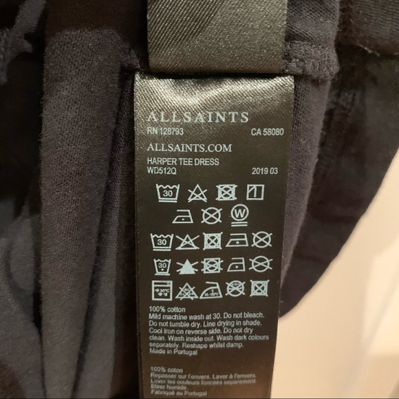 All Saints Harper Tee Dress Cold Shoulder Small - Picture 7 of 7